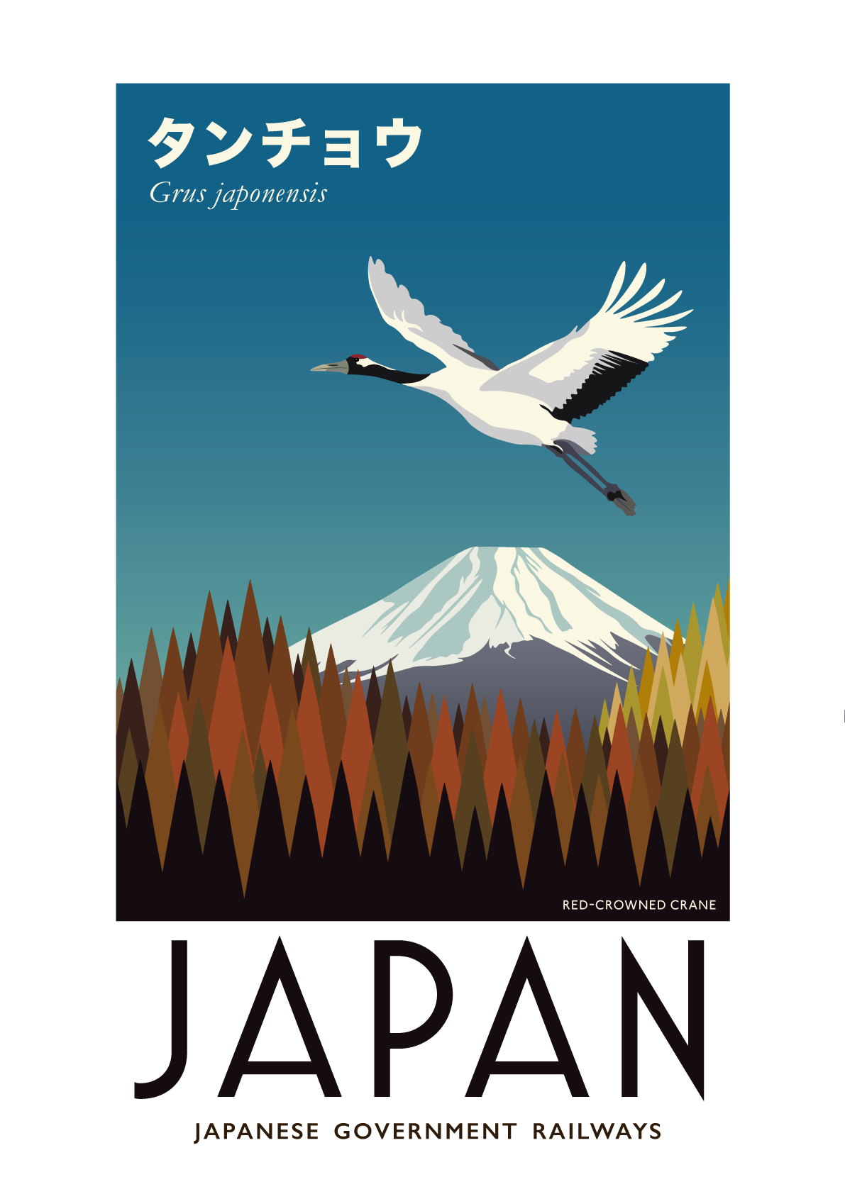 Japan Red Crowned Crane Poster
